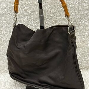 Gucci Nylon Black Women's Bag with Bamboo Handles